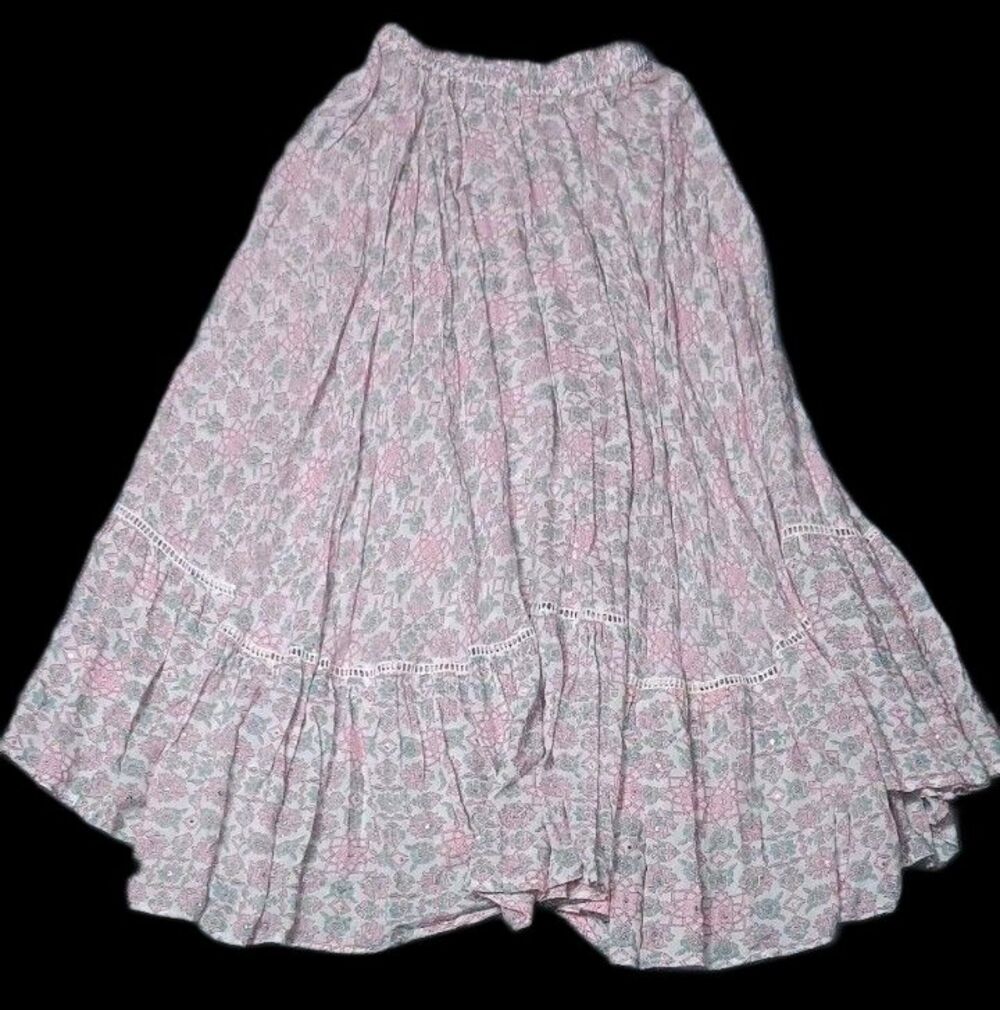 Miss June Hand Black Printed Hi Low Hem Tiered Maxi Skirt Womens Size Medium... - Picture 12 of 12